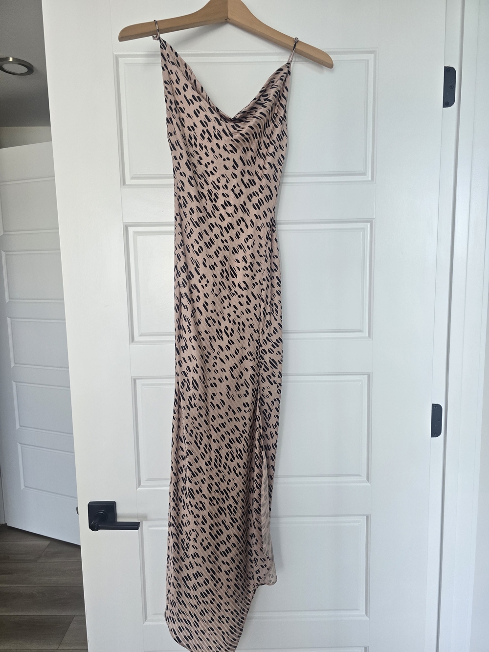 Alice + Olivia Blush Pink Leopard Print Cowl Neck Maxi Dress